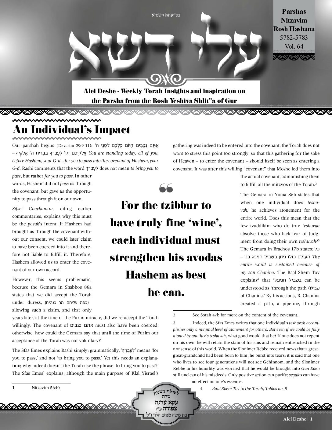 Nitzavim 5782 - Rosh Hashanah 5783